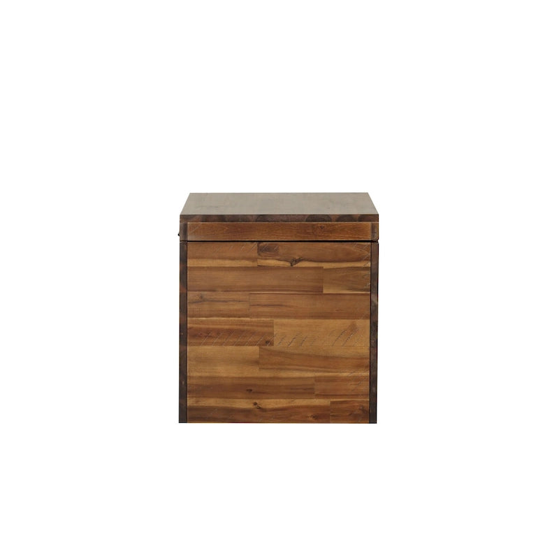 Cubo/Baule contenitore in legno di acacia marrone scuro da 17,75"