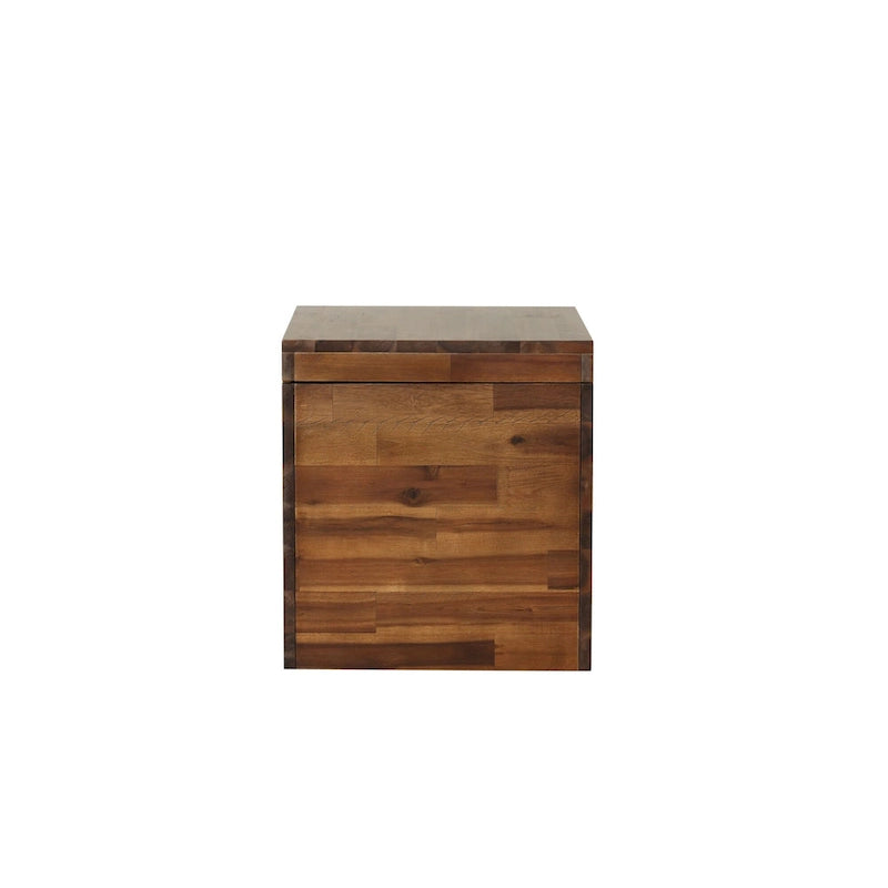 Cubo/Baule contenitore in legno di acacia marrone scuro da 17,75"