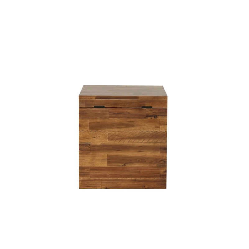 Cubo/Baule contenitore in legno di acacia marrone scuro da 17,75"