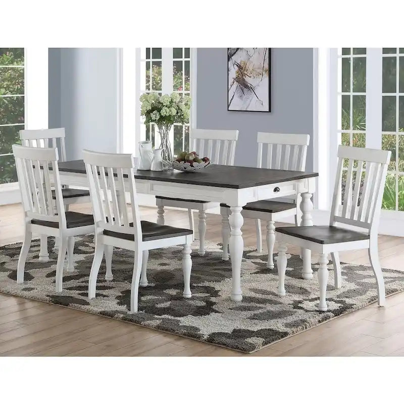 Sedia "Side Chair" Bicolore Stile Rustico, Set da 2