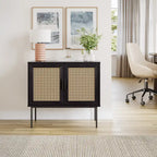 Mobile credenza in rattan a 2 ante