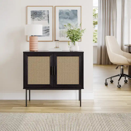 Mobile credenza in rattan a 2 ante