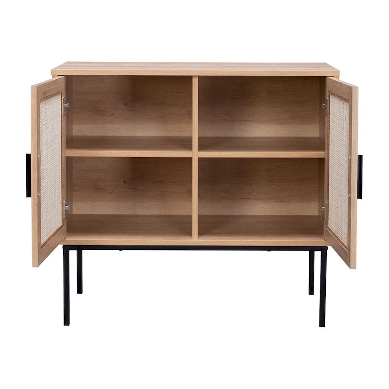 Mobile credenza in rattan a 2 ante