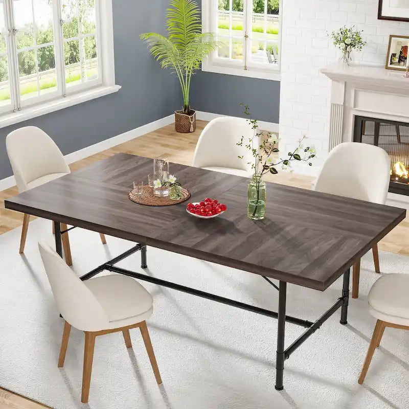 Tavolo da pranzo rettangolare da 180 cm con struttura in metallo