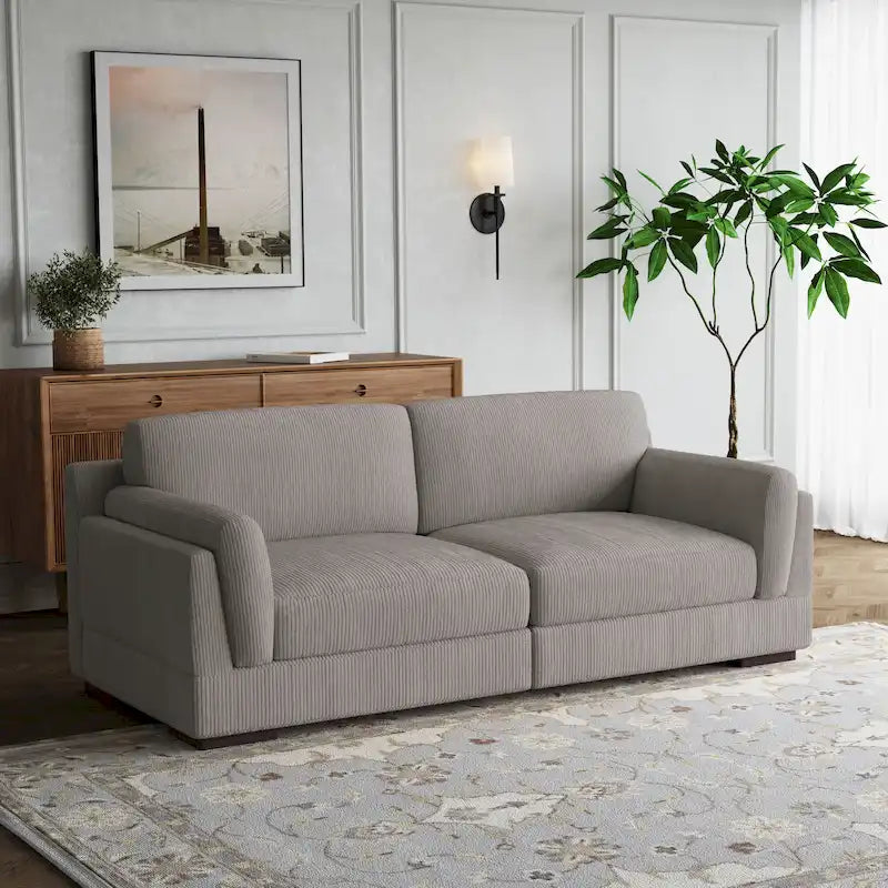 Divano con seduta profonda in velluto a coste da 90 pollici