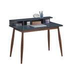 Scrivania da ufficio in legno grigio-blu con contenitore