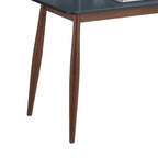 Scrivania da ufficio in legno grigio-blu con contenitore
