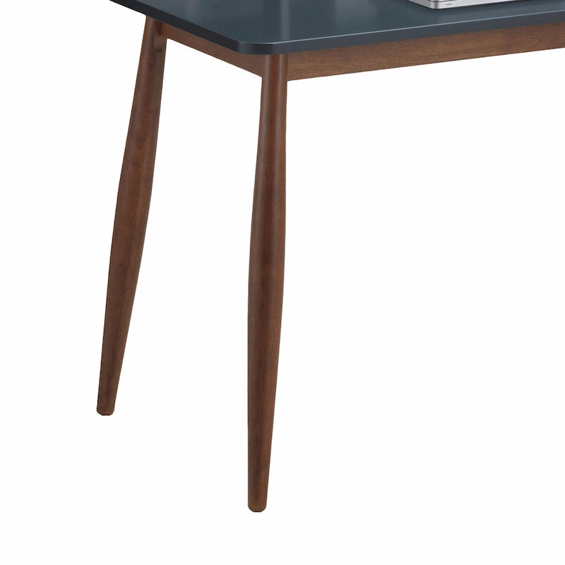 Scrivania da ufficio in legno grigio-blu con contenitore