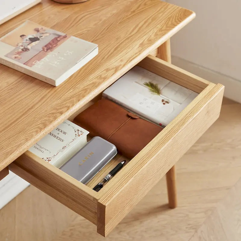Scrivania per computer in legno massello con cassetto