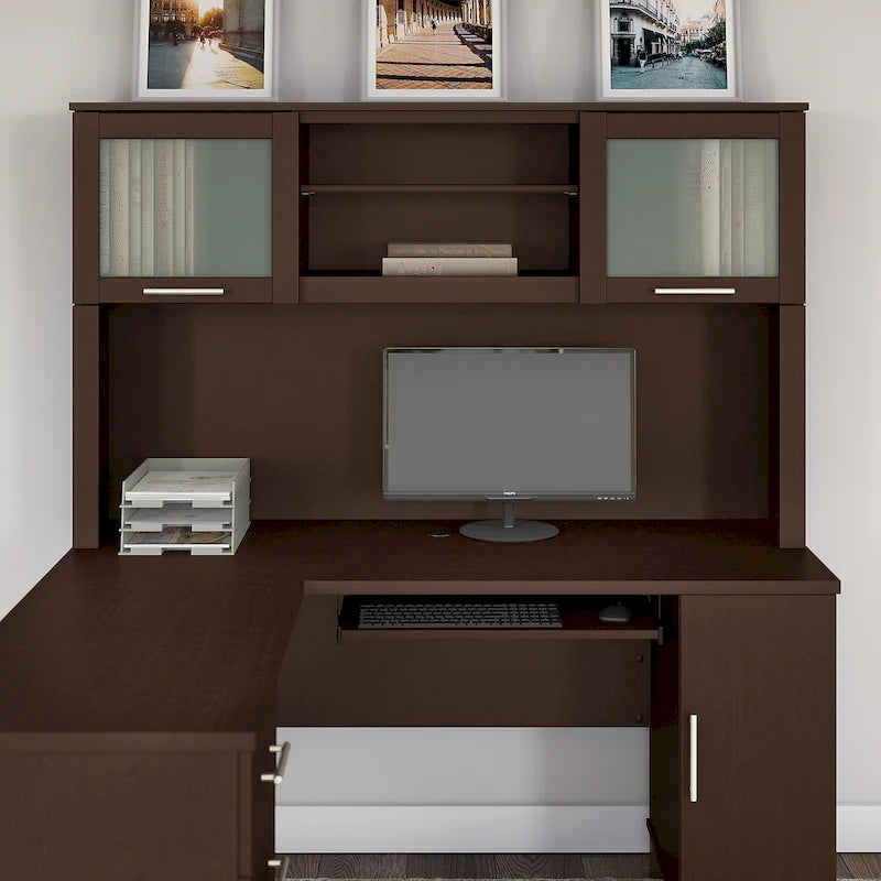 Pensile portaoggetti da scrivania per scrivania a L – 59,09L x 12,50W x 35,69H