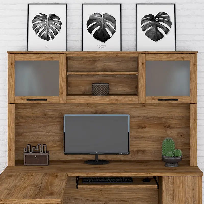 Pensile portaoggetti da scrivania per scrivania a L – 59,09L x 12,50W x 35,69H