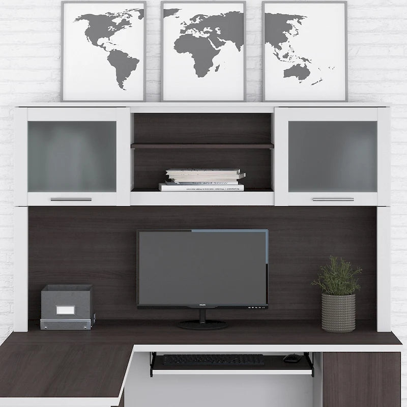 Pensile portaoggetti da scrivania per scrivania a L – 59,09L x 12,50W x 35,69H