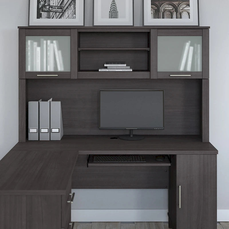 Pensile portaoggetti da scrivania per scrivania a L – 59,09L x 12,50W x 35,69H