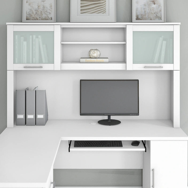 Pensile portaoggetti da scrivania per scrivania a L – 59,09L x 12,50W x 35,69H