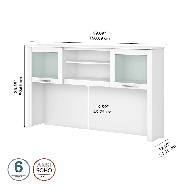 Pensile portaoggetti da scrivania per scrivania a L – 59,09L x 12,50W x 35,69H