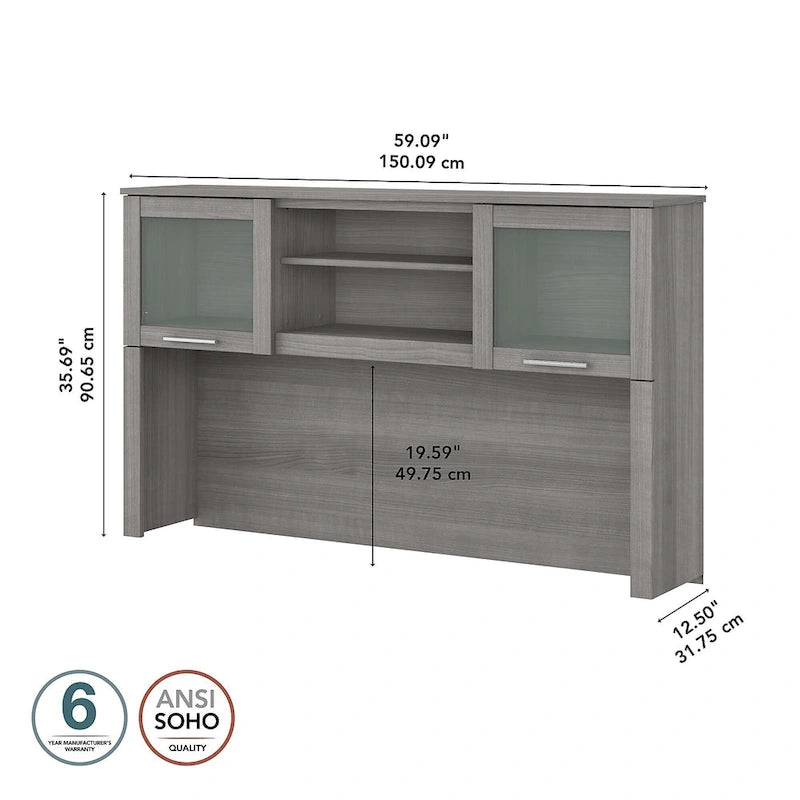 Pensile portaoggetti da scrivania per scrivania a L – 59,09L x 12,50W x 35,69H