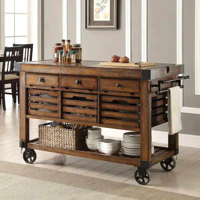 Carrello da Cucina con 3 Cassetti e Cestini Contenitori