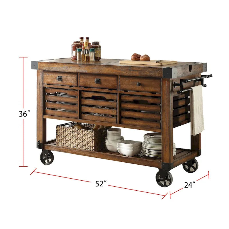 Carrello da Cucina con 3 Cassetti e Cestini Contenitori
