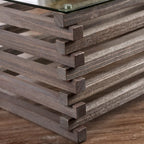 Tavolino da Salotto Contemporaneo Grigio in Legno Massello da 122 cm