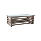 Tavolino da Salotto Contemporaneo Grigio in Legno Massello da 122 cm