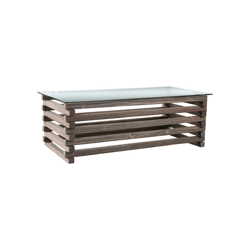 Tavolino da Salotto Contemporaneo Grigio in Legno Massello da 122 cm