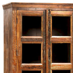 Mobile contenitore in legno di mango rigenerato effetto anticato e vetro, altezza 213 cm