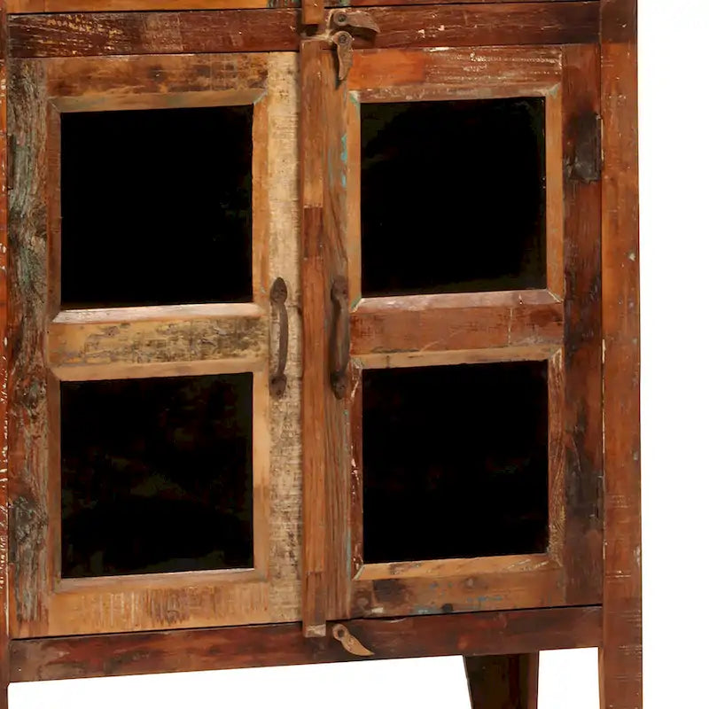 Mobile contenitore in legno di mango rigenerato effetto anticato e vetro, altezza 213 cm