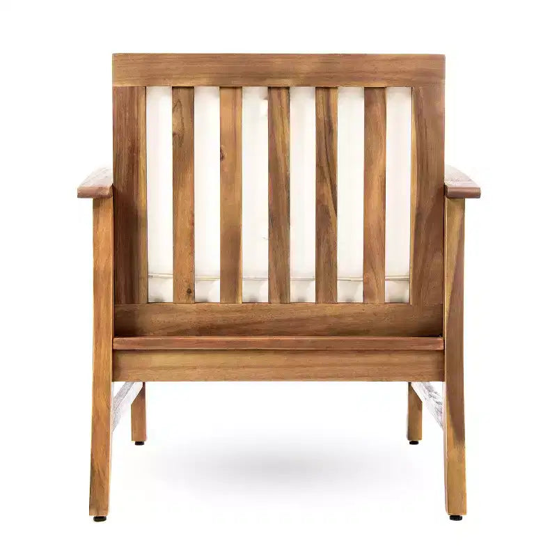 Set da conversazione GDFStudio Abena da 4 posti per esterni in legno di acacia con cuscini, Teak e Crema