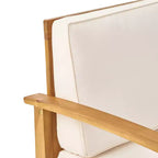Set da conversazione GDFStudio Abena da 4 posti per esterni in legno di acacia con cuscini, Teak e Crema