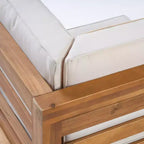 GDFStudio Cascada Set Divanetto a due posti e tavolino da esterno in legno di acacia con cuscini, Teak/Beige