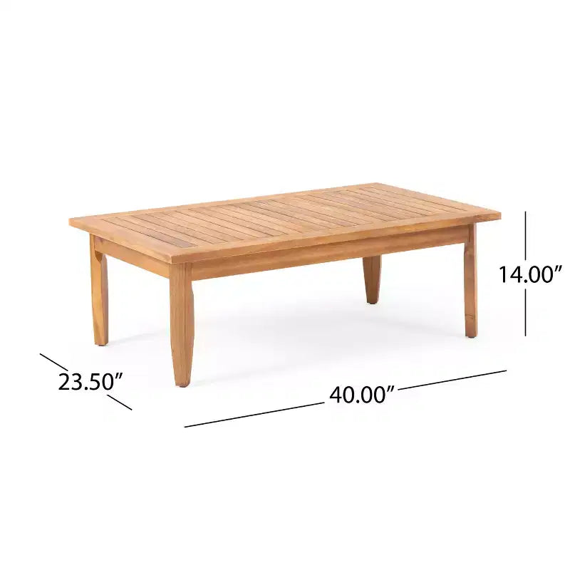 Set divanetto a due posti e tavolino da caffè per esterni GDFStudio Bianca in legno di acacia, color teak/grigio scuro con cuscini