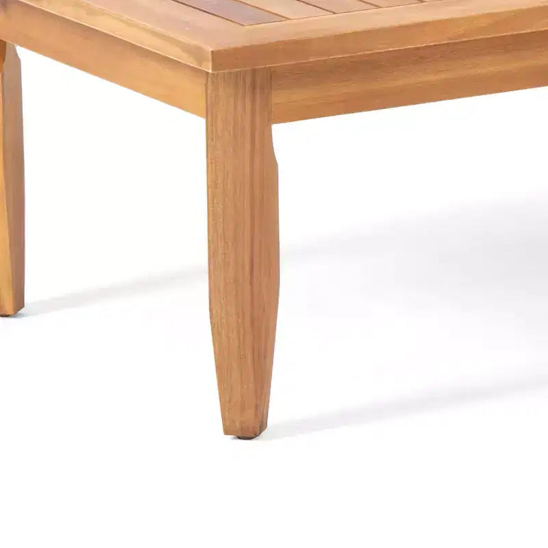 Set divanetto a due posti e tavolino da caffè per esterni GDFStudio Bianca in legno di acacia, color teak/grigio scuro con cuscini