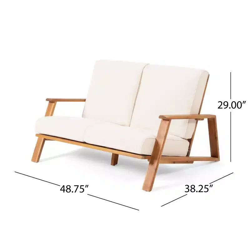 Set divanetto e tavolino da esterno in legno di acacia con cuscini Paloma di Christopher Knight Home
