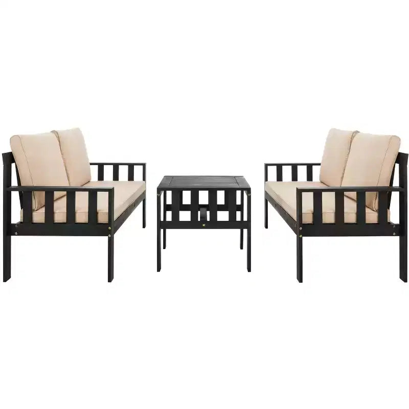Lardner Patio Living Set - Indoor/Outdoor - PAT6749 - Dark Slate Gray/Dark Beige - Safavieh