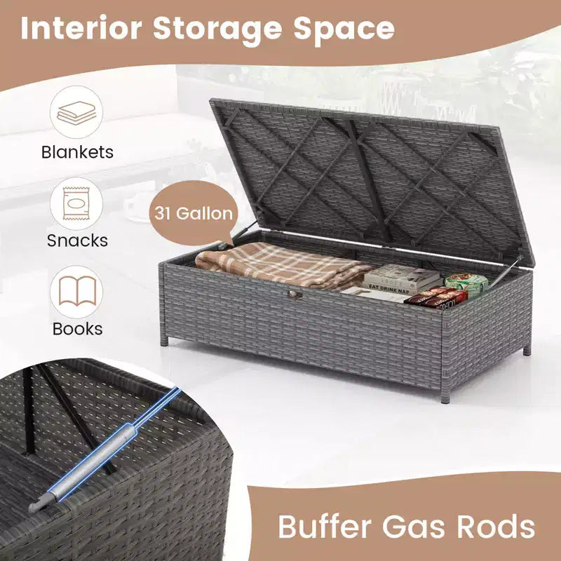Costway Set da 2 Divanetti da Patio con Pouf Contenitore Multifunzione da 117 L e Morbidi Cuscini