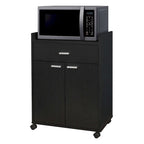 Carrello microonde con 1 cassetto e 2 ante – Nero