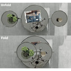 Tavolino da Caffè Rotondo a 3 Livelli in Vetro con Piano Girevole a 360°