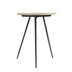 Round Side Table with Metal Base in Oak White and Black