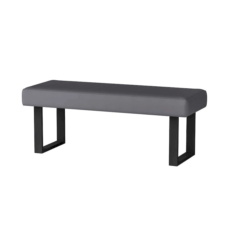 Somette Lillian Gray Upholstered Bench with Steel Legs