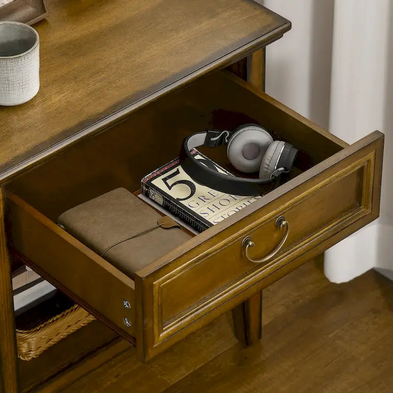 Tavolino con Cassetto e Ripiano Aperto