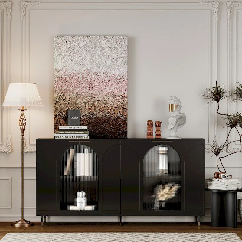 Credenza con 4 ante in vetro cannettato