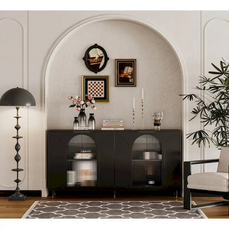 Credenza con 4 ante in vetro cannettato