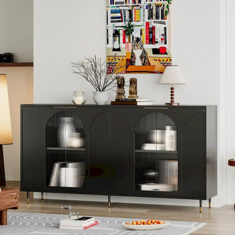 Credenza con 4 ante in vetro cannettato