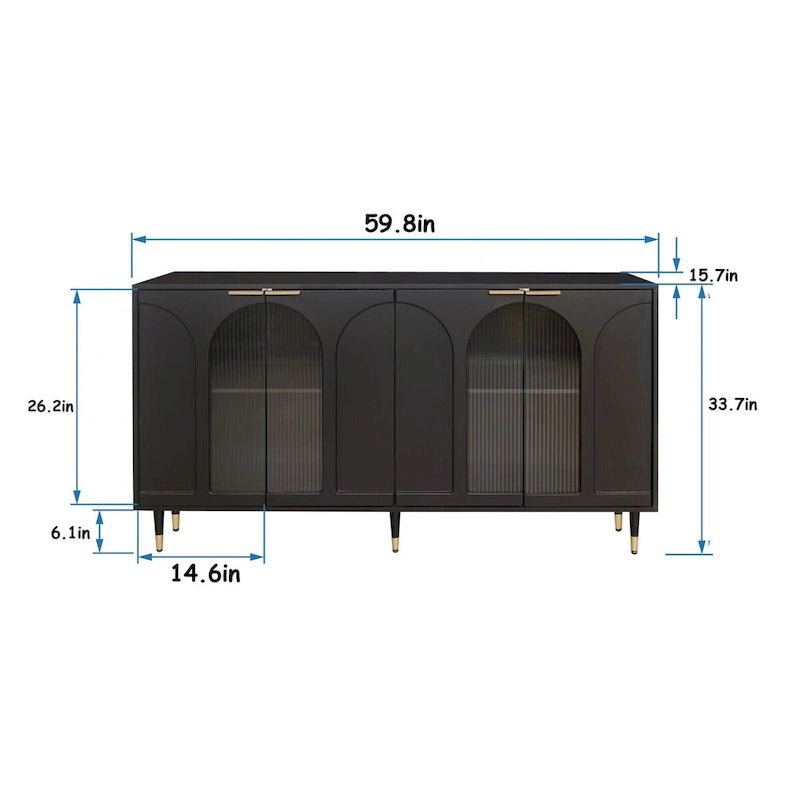 Credenza con 4 ante in vetro cannettato