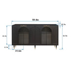 Credenza con 4 ante in vetro cannettato