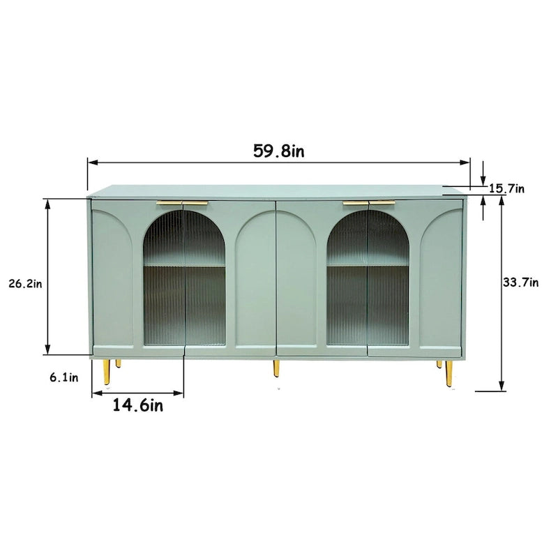 Credenza con 4 ante in vetro cannettato