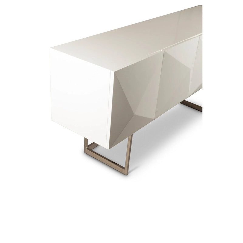 Credenza a 3 ante con gambe in acciaio e ripiani regolabili