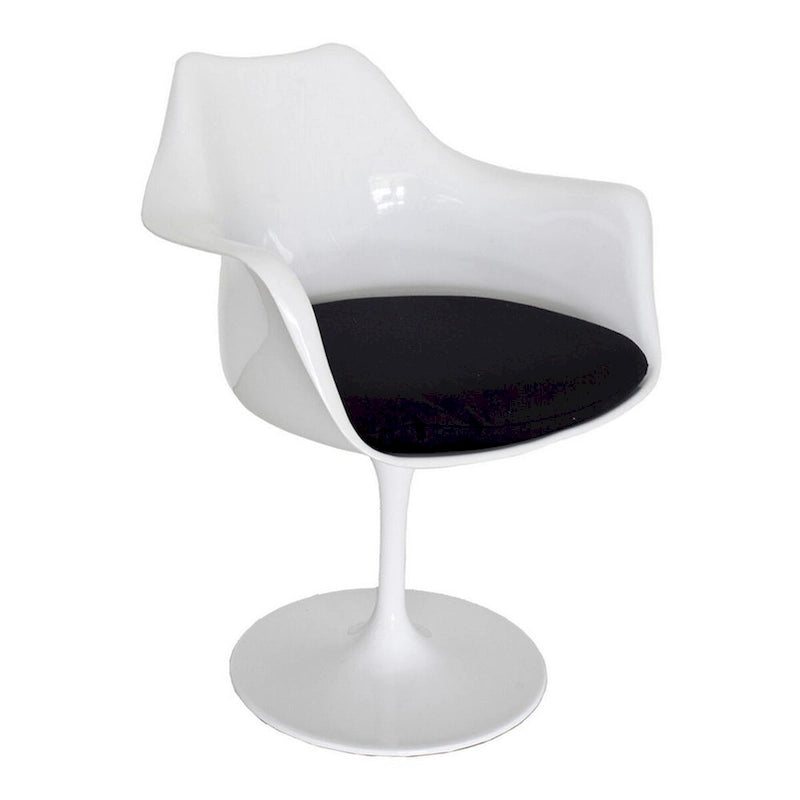 Sedia da pranzo girevole con braccioli e base rotonda, 68,5 cm, bianca