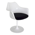 Sedia da pranzo girevole con braccioli e base rotonda, 68,5 cm, bianca