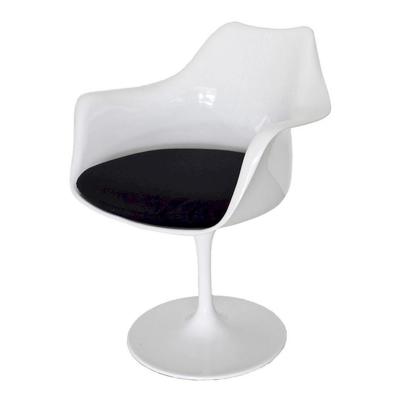 Sedia da pranzo girevole con braccioli e base rotonda, 68,5 cm, bianca